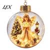 Year Round Home Accent Lighted Clear Christmas Ball Ornaments, Cute Santa Claus/Tree/Snowman/Angel Figure Inside Seasonal Gift with Warm Light