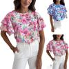 New European & American Summer Fashion Print Ruffle Sleeve Top