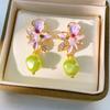Imitation Pearl Stud Earrings for Women Oil-dripping Flower Drop Earring Vintage Rhinestones Jewelry Accessory