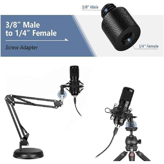 Aluminum Alloy 1/4 to 3/8 & 3/8 to 1/4 Camera Tripod Adapter - Male to Female Screw for Camera, Mount, Monitor