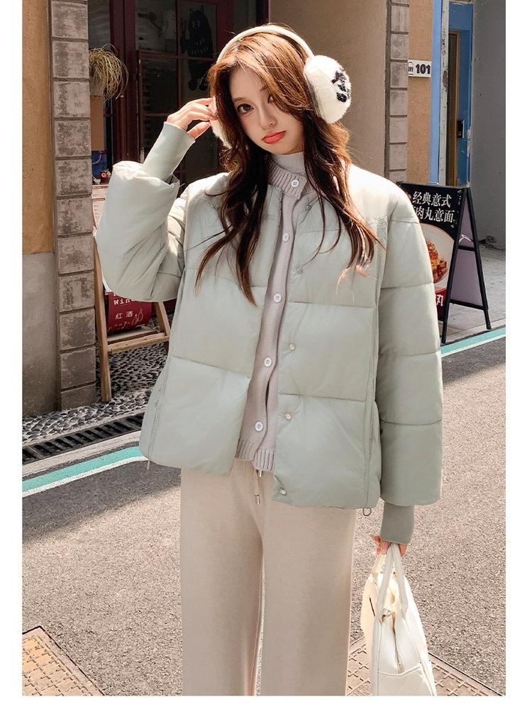 Fake Two-piece Knitted Stitching Down Cotton-padded Jacket for Women