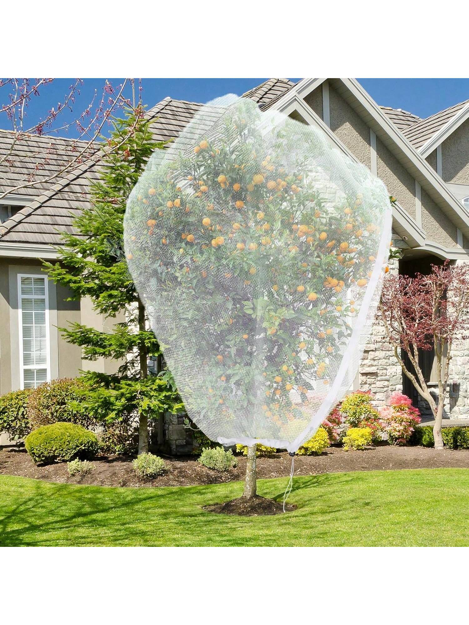 

1pc Large Fruit Tree Netting with Drawstring Garden Netting for Garden Protection Insect Bird Netting for Fruit Trees Protection 0.7x1m білий