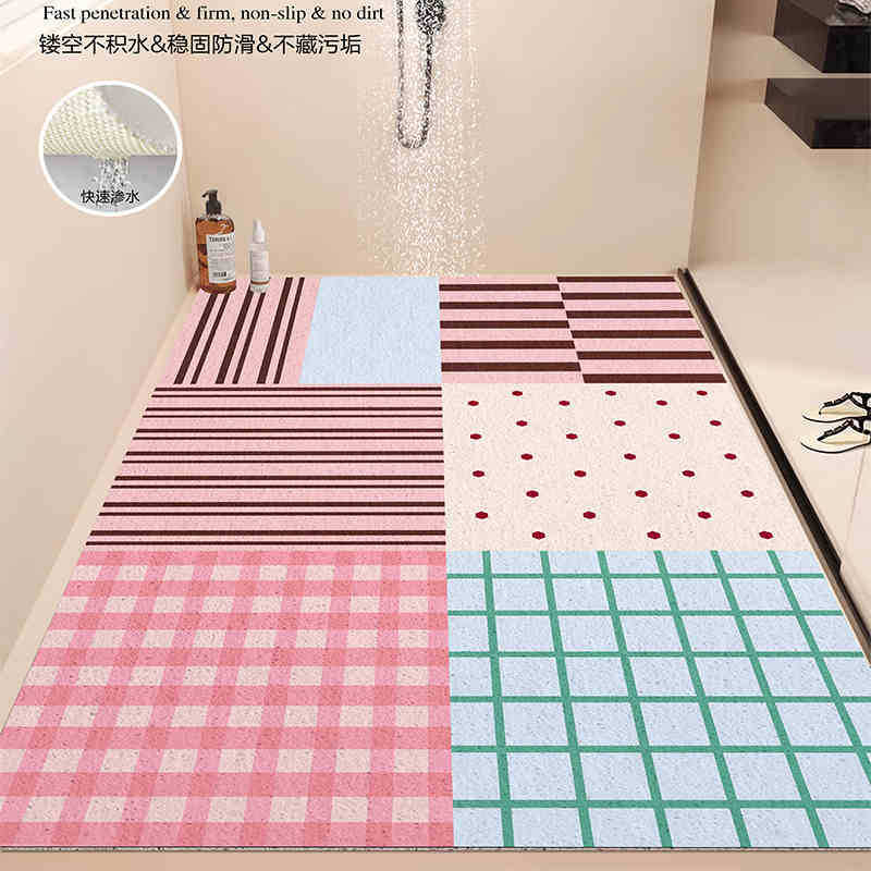 Floor Mat Household Hollow Non-Slip Silk Ring Foot Mat Shower Room Dirt-Resistant And Easy To Take Care Of Floor Mat