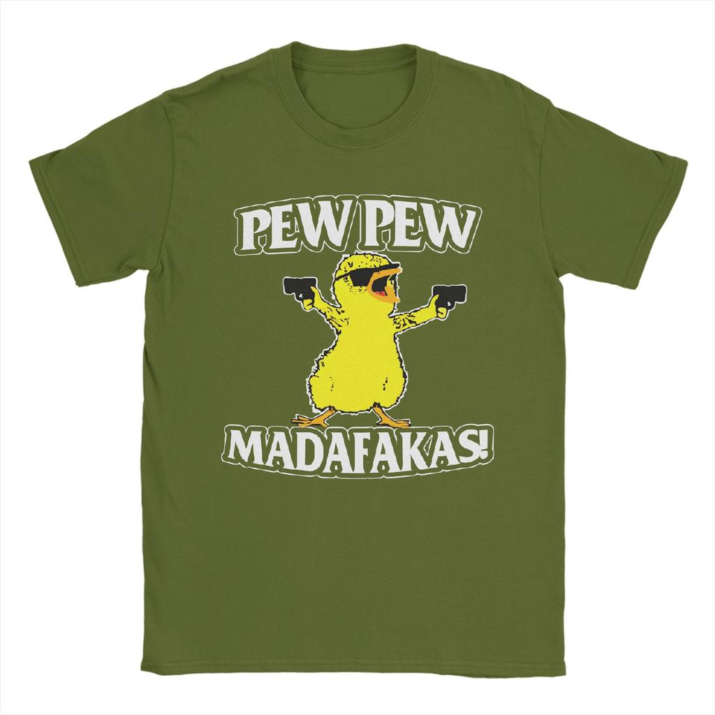 Herren T-Shirts Ente Pew Pew Madafakas Vintage Reine Baumwoll-Tees Kurzarm T-Shirts Rundhals Kleidung Übergröße