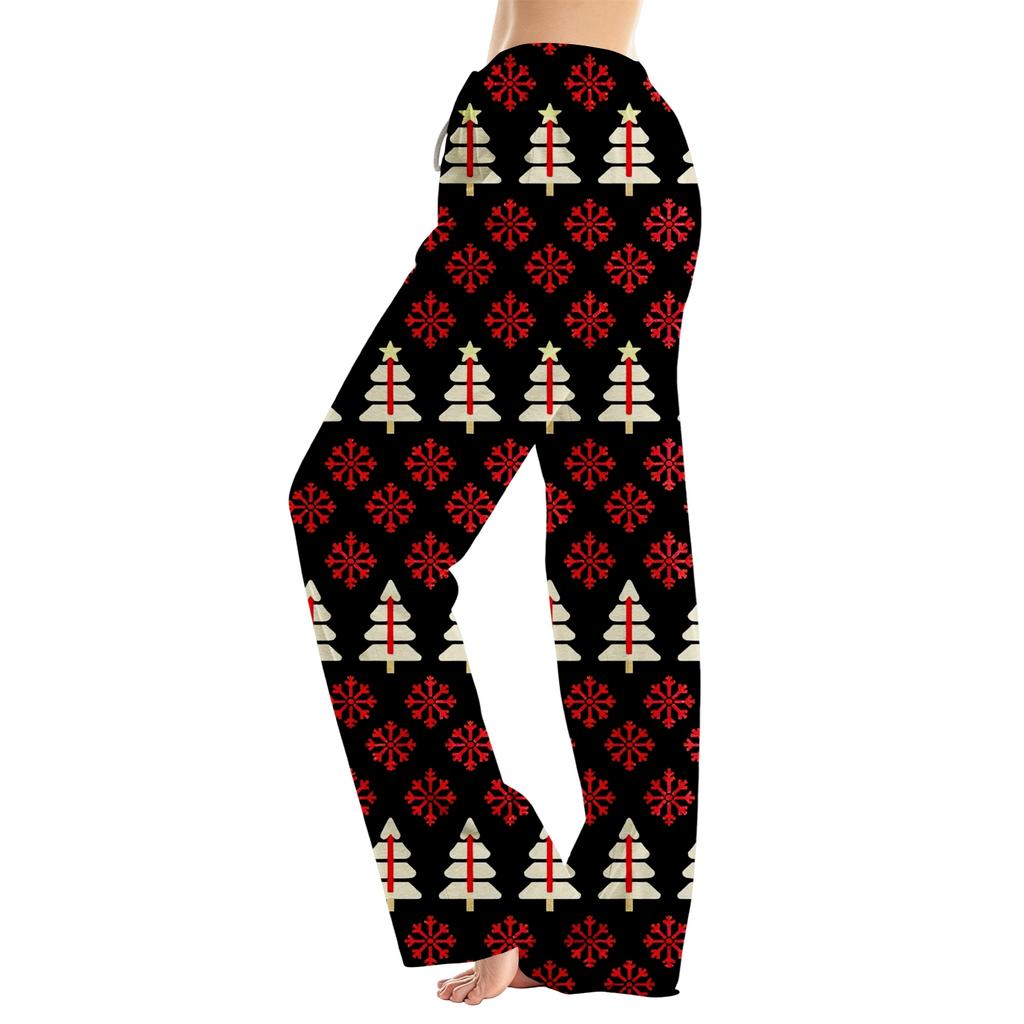 Women's Christmas Print Loose Fit Pajama Pants for Sleep and Home Relaxation