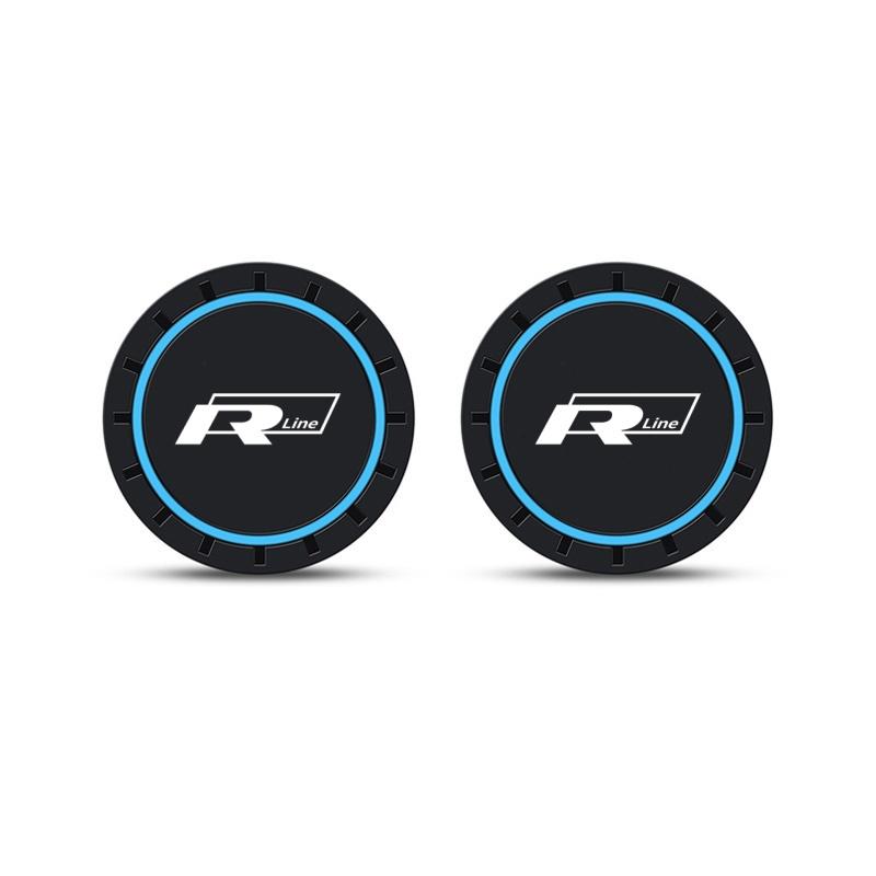 

2026 Hot For VW VOLKSWAGEN New 2pcs Rline R line Logo Car Coaster Mats Water Cup Non-slip Pads For VW Golf 7 MK7 Golf 6 MK6 Tigu