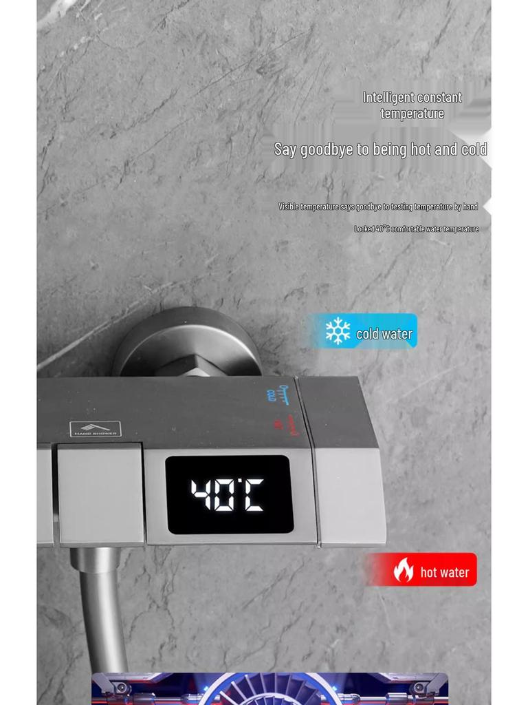 Intelligent All-Copper Digital Display Shower Set with Adjustable Temperature and Pressure for Home Use