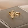 Vintage Hohlblumenringe Für Damen Herren Edelstahl Goldfarben Ring Ästhetische Hochzeits-Paarringe Boho Schmuck Geschenk