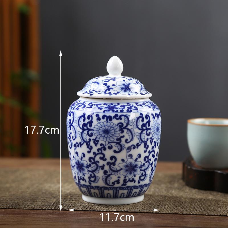 

Сине-белая керамическая банка для чая с крышкой, китайская бытовая влагонепроницаемая герметичная банка, ретро-банка общего назначения, подарочная керамическая емкость для хранения