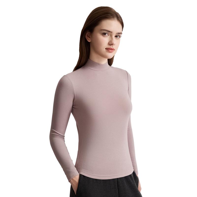 Modal Cashmere Silk Half Turtleneck Long-Sleeve Thermal Top for Women - Versatile Autumn/Winter Wear