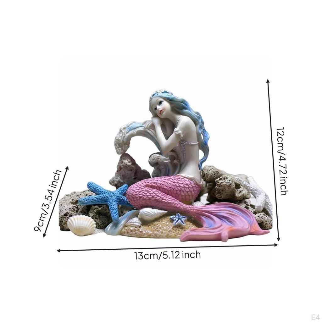Aquarium Mermaid Decor Realistic Design Resin Ornament Colors for Hobbyists,
