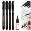 4Pcs Refillable Soft Grip Calligraphy Pen Set Includes 25ML Black Inks for Handwriting Sketching Art Illustrastions