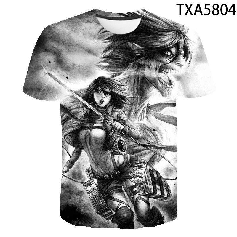 Attack on Titan 3D Digital Print T-Shirt for Men Boys, Anime Graphic Tee, Breathable Polyester Short Sleeve, Casual Streetwear Tops