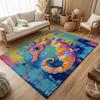Colorful Seahorse Printed Flannel Bath Mat With Artistic Paint Style Soft Non Slip Rug For Bathroom Or Home Decor