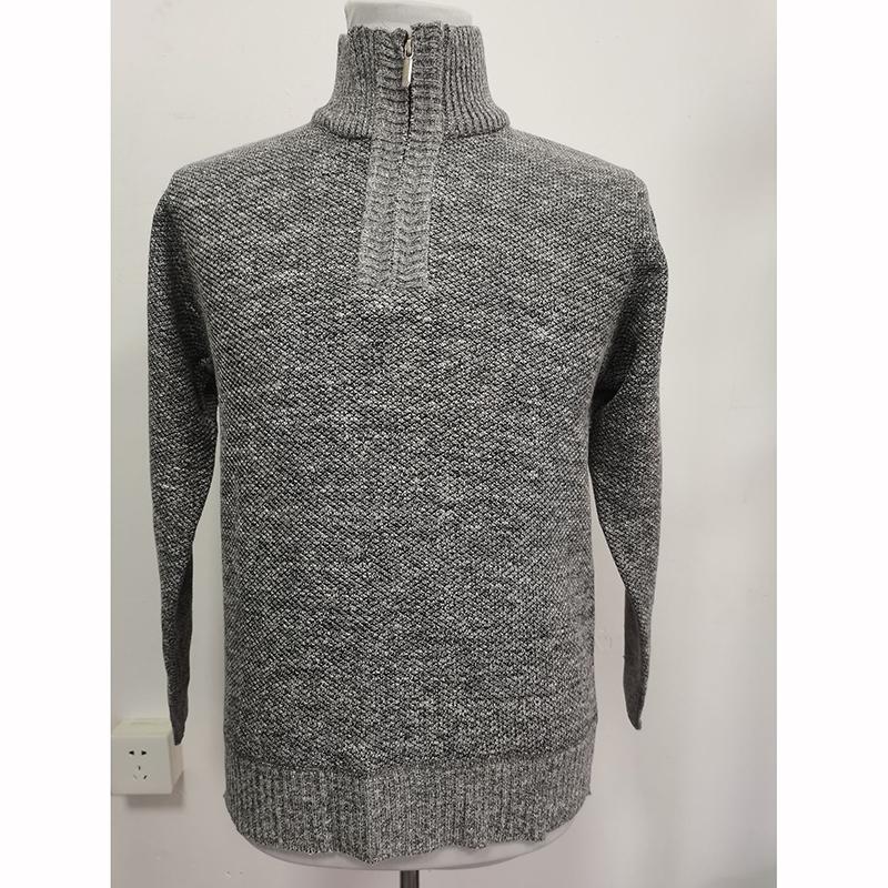 Herren Fleece Dickerer Pullover Halber Reißverschluss Rollkragen Warm Pullover Schlank Gestrickt Wollpullover Frühling