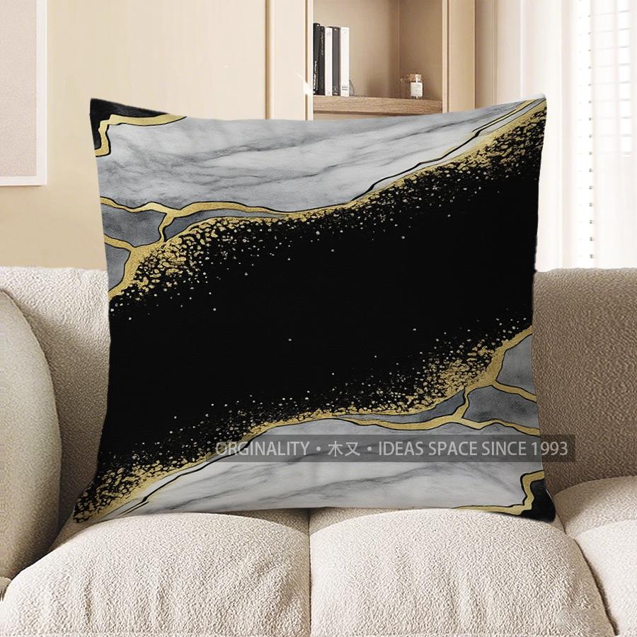 Home Decor Modern Gold Marbled Digital Printed Pillow Pattern Cushion Cover Suitable for Sofa Bedroom Car Pillow Cover