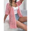 GMXIA Spring Summer Cut-out Short-sleeved Knitted Cardigan for Vacation Sun Protection Women's Wear