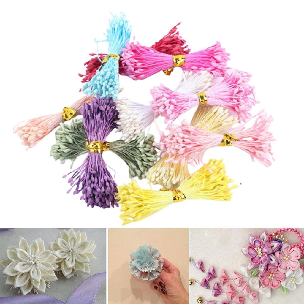 1100 Pieces 1mm Artificial flower Stamen Double Tip Pearlescent Crafts Cards Cakes Decoration Accessories Wedding Handmade