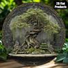 D Metal Sign Round Tree Theme Metal Wall Art Home Bar Cafe Office Decor for All Seasons Holiday Gift