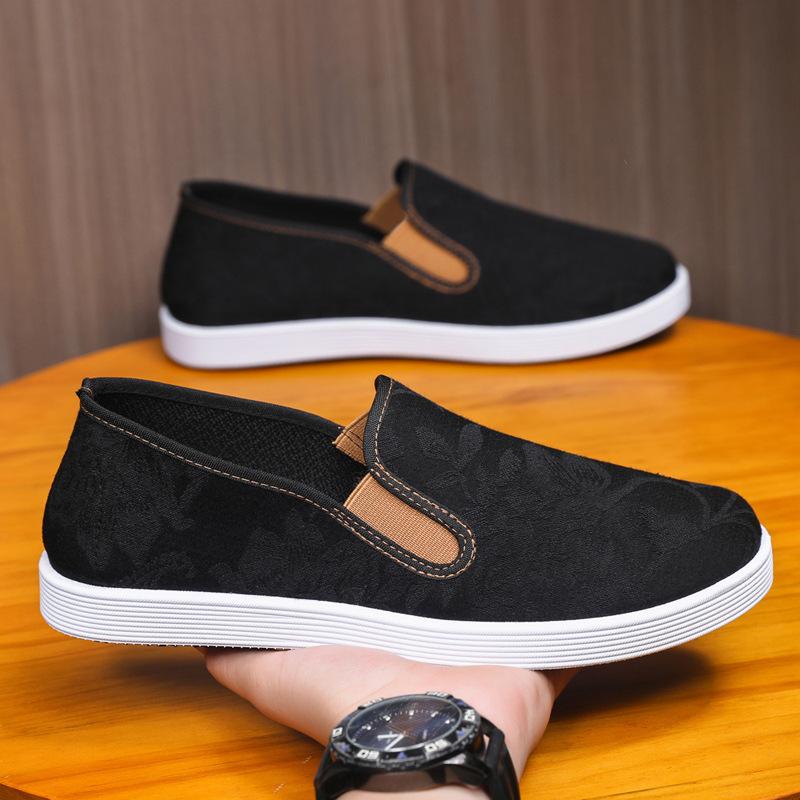 Summer New Middle-aged and Elderly Men's Shoes Breathable Low-top Old Beijing Casual Shoes Let Soft-soled Retro Guochao Chinese Cloth Shoes