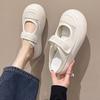 2025 summer new muffin soft sole big head women's small white shoes mesh breathable Velcro bag head half tray shoes women