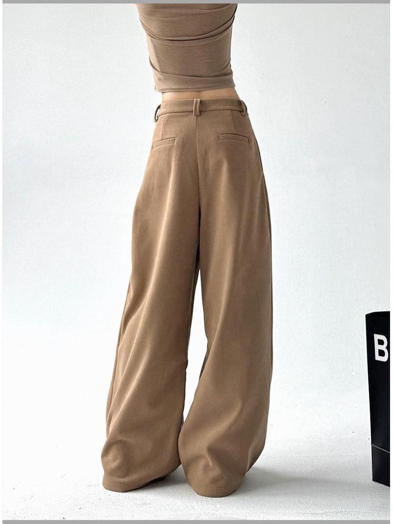 2025 Women's American Retro Wide-Leg Pants: Casual, Loose-Fit, High-End Drape for Autumn/Winter