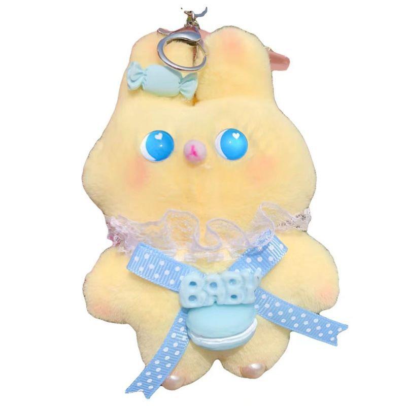 New Cute Lace Rabbit Plush Doll Mini Claw Machine Doll Girl Heart Backpack Keychain Small Gift