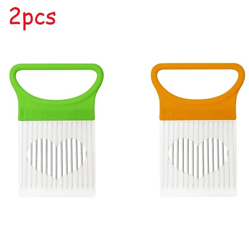 1/2/3/4pcs Effortlessly Slice Onions with This 1pc Colorful Onion Slicer Kitchen Stainless Steel Potato Chip Onion Holder