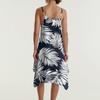Women's Summer Casual Vintage Floral Print Round Neck Adjustable Suspender Dress With Pockets