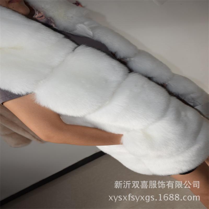 Autumn and Winter New Imitation Fox Fur Hooded Fur Vest, Women's Medium and Long Slim Fur