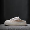Half Dragged White Shoes for Women Breathable and Casual Canvas Shoes