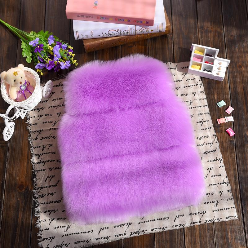 2024 Autumn and Winter Girls Clothes Children's Fur Vest Thickened Cotton Solid Color Coat Wool Fake Fur Jacket