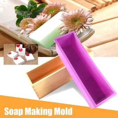 1200ml Silikon Seifenform Rechteckige Form Holzbox Seifenherstellungsform Seifenbasteln DIY Handgemachte Seifenbox Kastenform