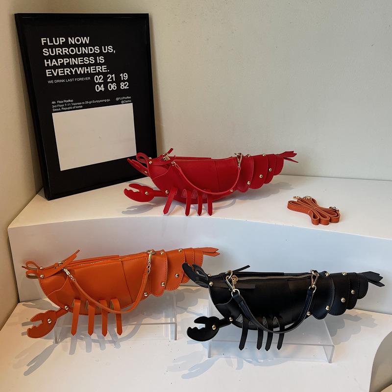 Personalized lobster bag 2025 new European and American fashion rivet design shoulder bag cute girl versatile messenger bag tide