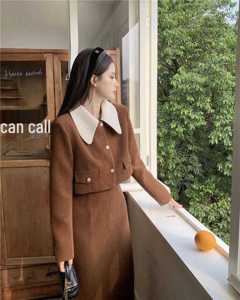 Autumn/Winter 2025 Corduroy Two-Piece Set for Plus Size Girls - Slimming & Stylish