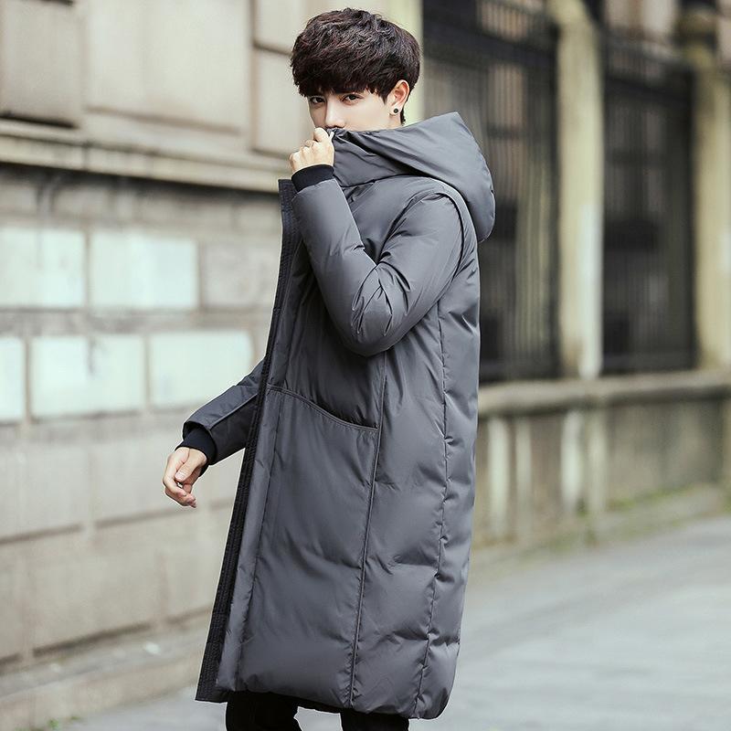 Men's Down Jacket 2025 Men's White Duck Down Hooded Mid-length Thickened Casual Warm Jacket Youth Trendy Winter Clothes