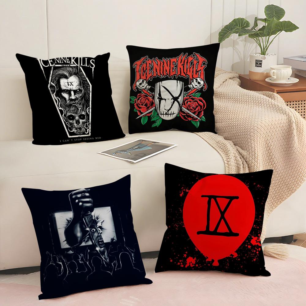 lce-Nine K-Kills Band Cushion Cover Silky Short Plush Sofa Pillow Cover Hidden Zipper Soft Dustproof Case for Home Decor
