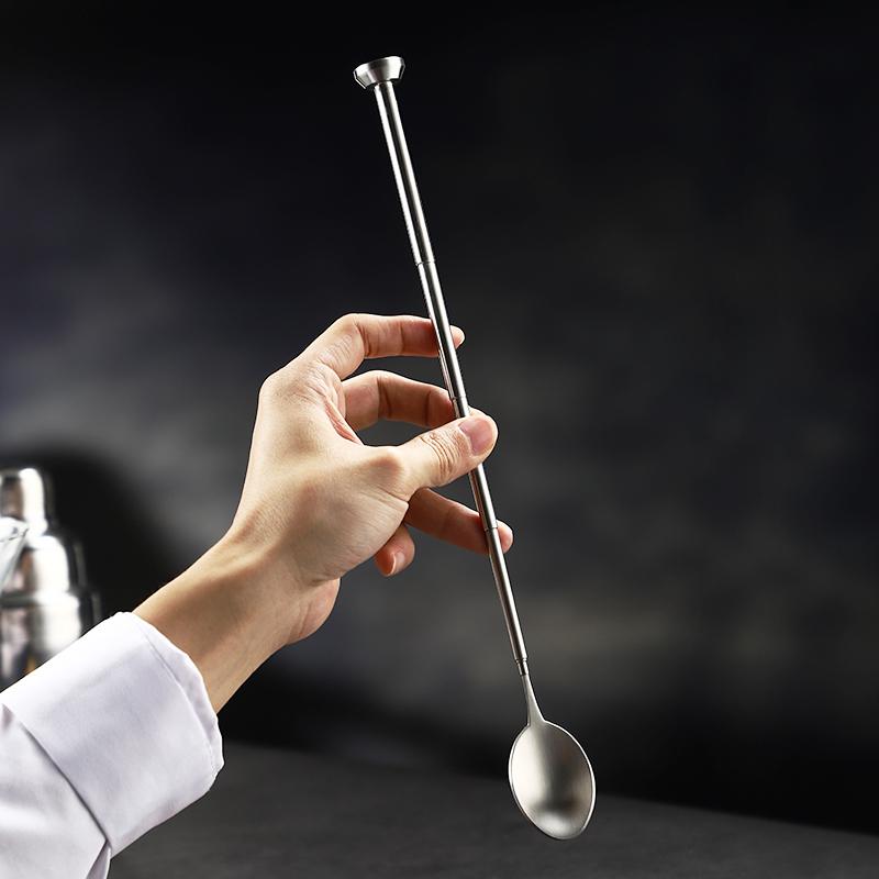 1Pc Stainless Steel Retractable Bar Spoon Bar Tools Bartender Cocktail Mixing Spoon Telescopic Extendable Long Spoon