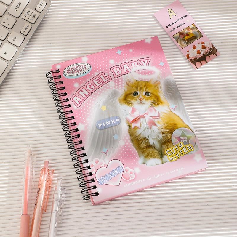 Cartoon Scrapbook Journal for Student American Style Animal Cat Puppy Daily Planner Diary Horizontal Inner Page Notepad Student
