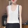 Summer New Knitted Sleeveless Vest Loose and Versatile T-shirt Short-sleeved Top with Base Layer