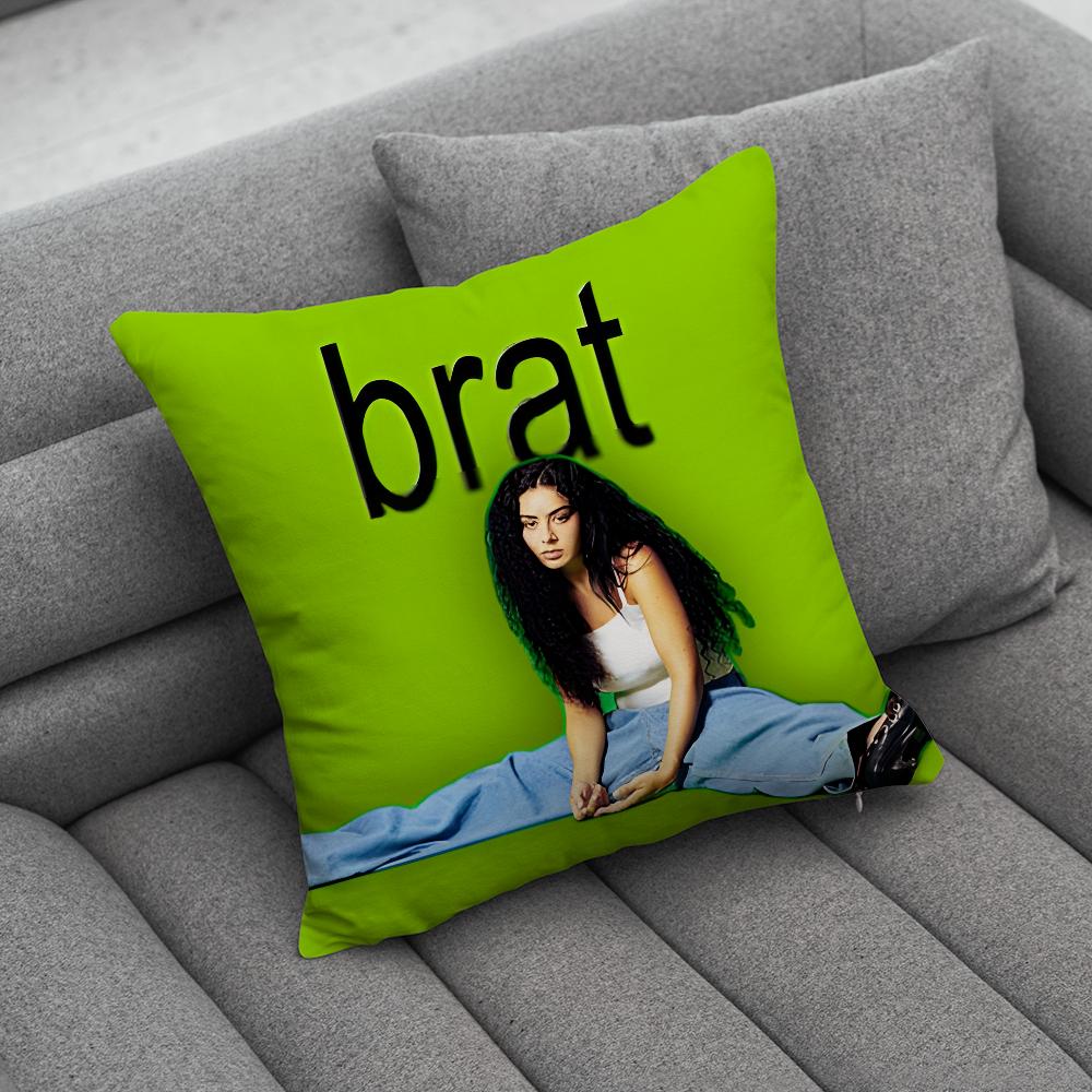 Singer CCharli XCX BRAT Pillow Case Soft Cushion Cases for Farmhouse Sofa Decor Home Decorations and Protector