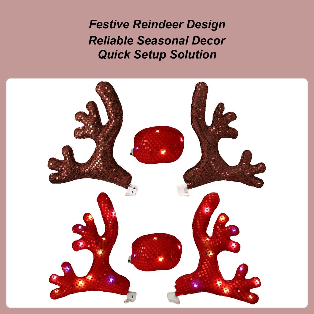 Auto Rentiergeweih & Nase Set Rentier Weihnachtsdekoration Auto Kostüm Dekor Rentiergeweih & Nase Für Winter Neujahrsgeschenk