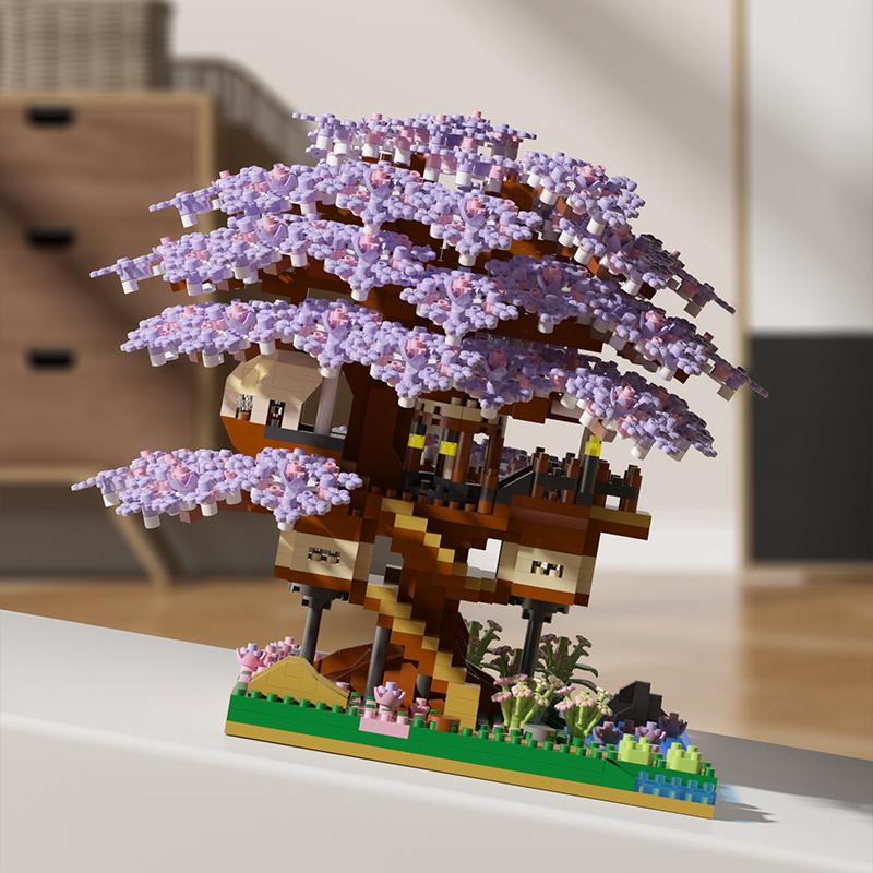 Non-Toxic Micro Sakura Tree Building Blocks Set Diy Cherry Blossom Bricks With Light Treehouse Model Ornament Romantic Gift For Childrenfriend