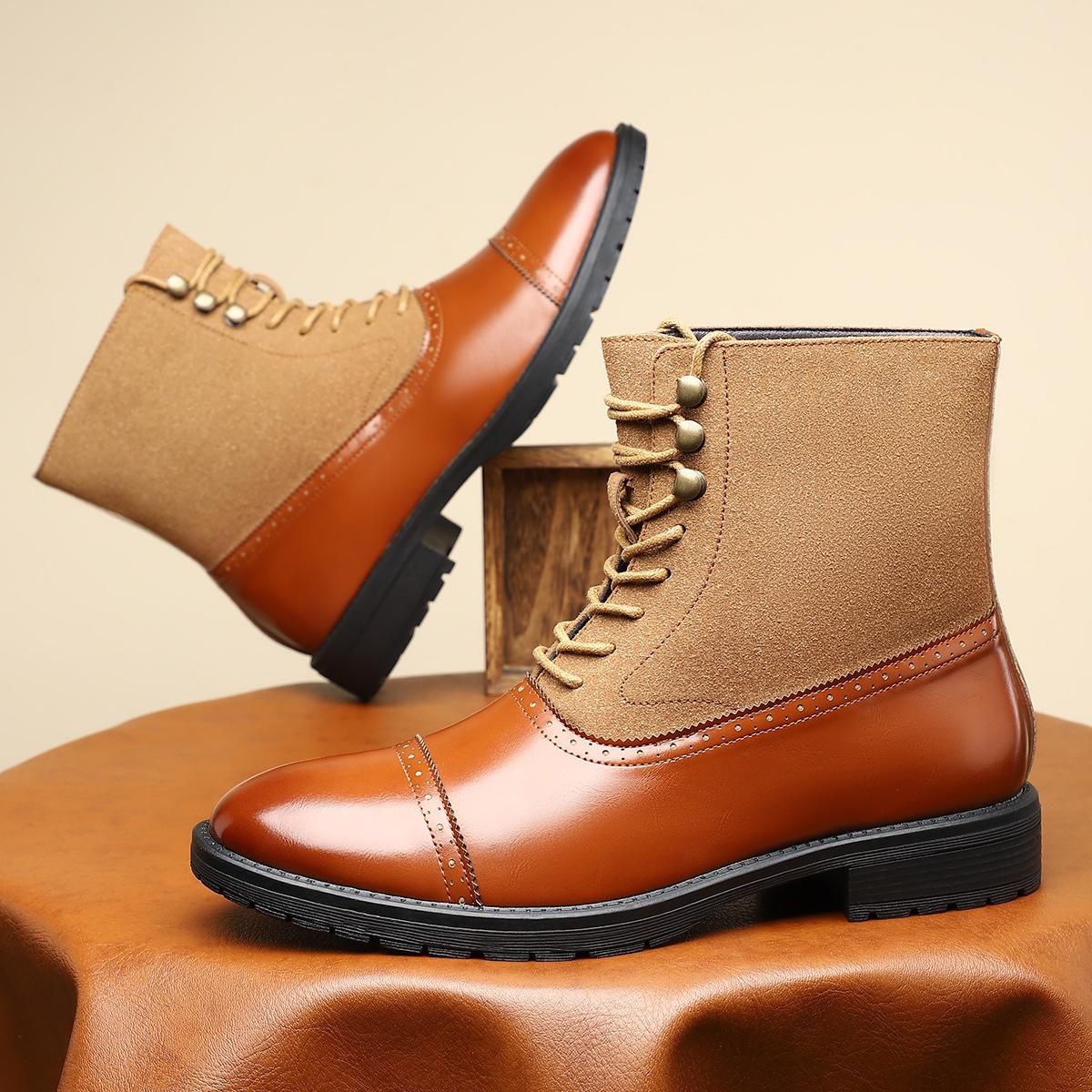 

New British style Martin boots men s trend versatile casual Martin boots retro fashion youth personality tooling boots 48 коричневий