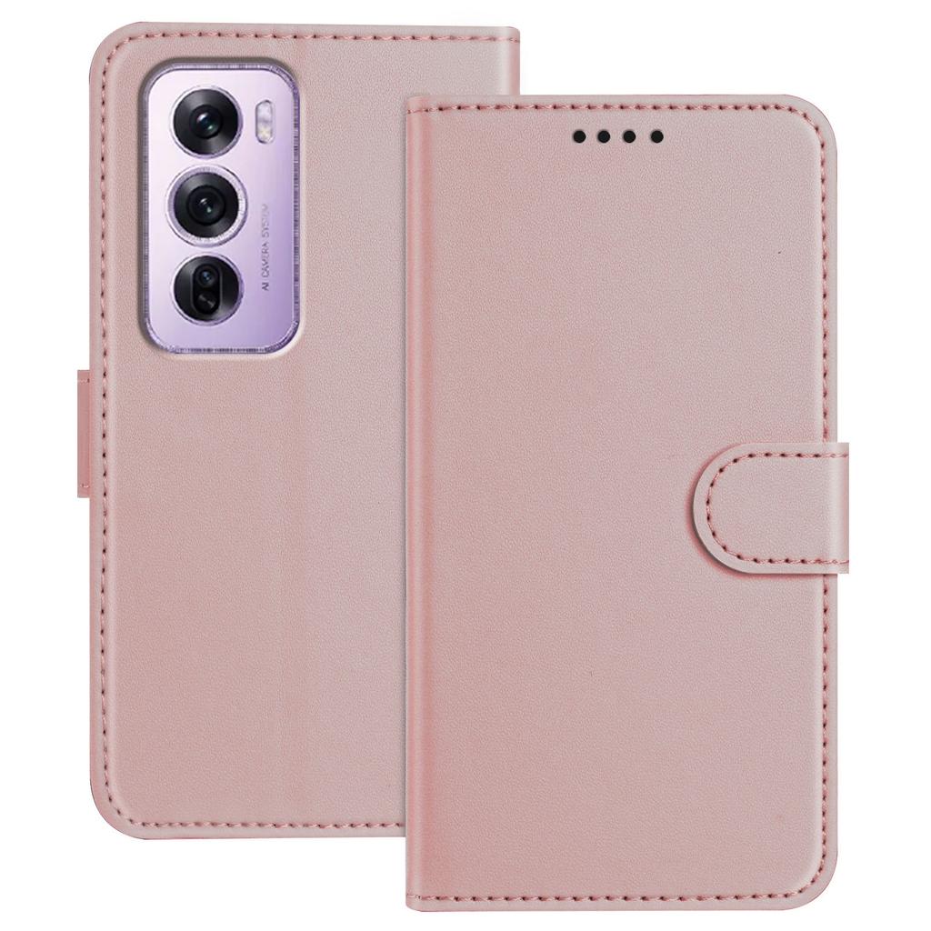 For Oppo Reno12 Pro 5G (Global) Leather Case Wallet Stand Solid Color Anti Drop Phone Cover