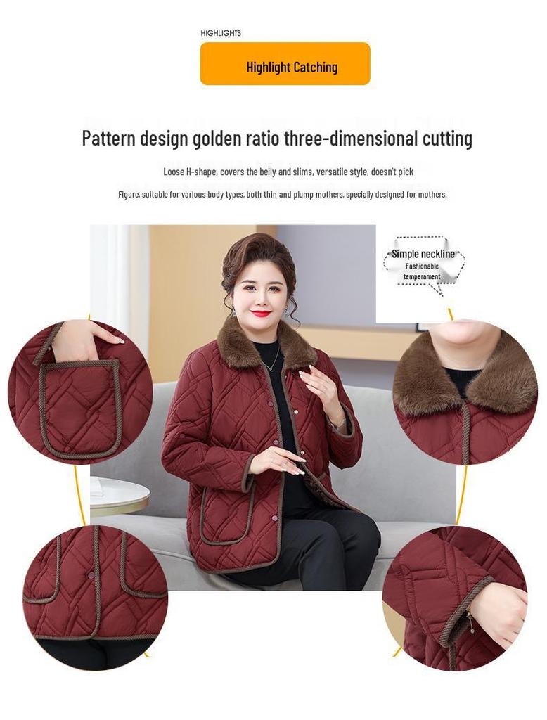 Mamas Baumwolljacke mit Fleecefutter in Übergröße: Gemütliche Herbst-/Winterkleidung für Frauen mittleren Alters und ältere Frauen
