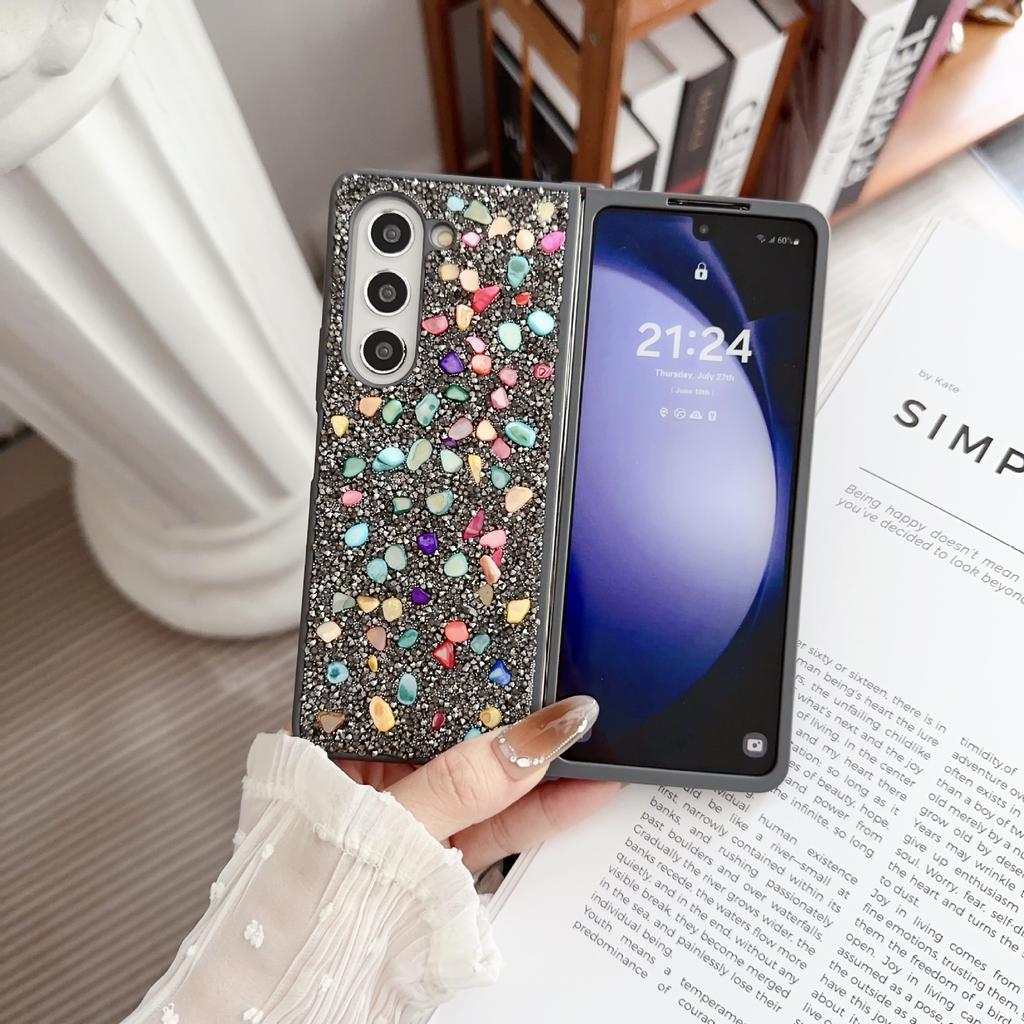 Applicable To Samsung ZFold7 Mobile Phone Case, Diamond Glitter All-inclusive TPU Protective Case Zfold5 Folding Mobile Phone Case 3rd Generation