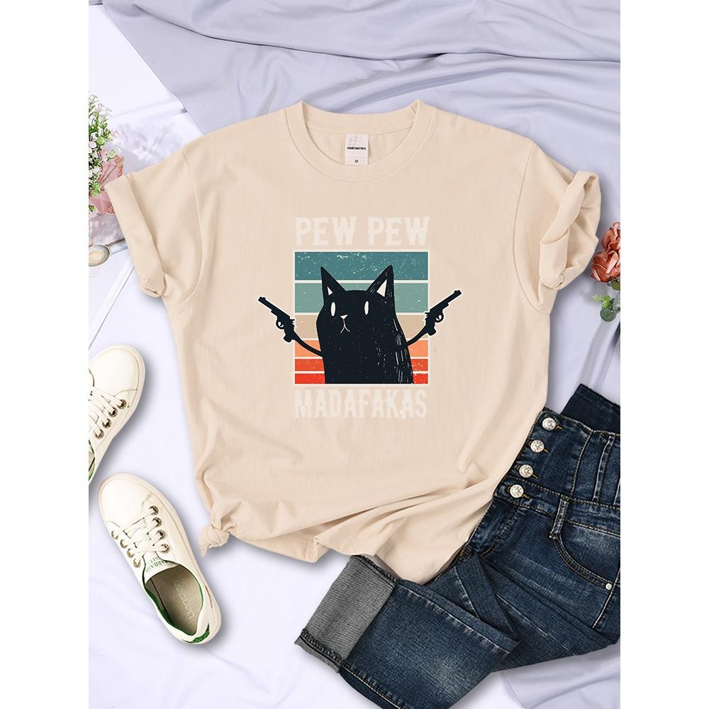 

Мила та смішна жіноча футболка з принтом, хіп-хоп ретро футболка, креативна повсякденна блузка, круглий виріз, жіночі короткі рукави S