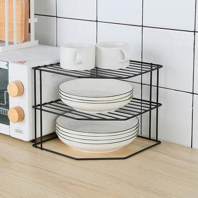 3-stöckiges Eckregal (Schwarz) Küchenorganizer Eckregal
