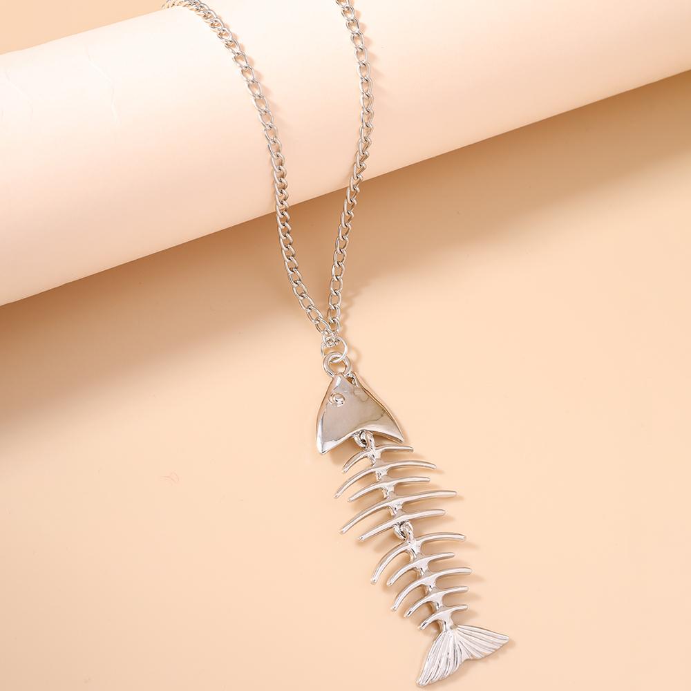 Modischer Legierungs-Fischgräten-Halskettenanhänger für Damen Mädchen Halskettenkette Party Urlaubs Schmuck Geschenke